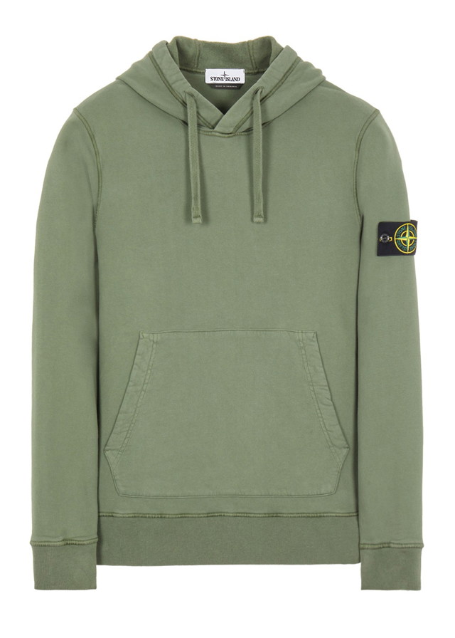 Sweatshirt Stone Island Brushed Cotton Fleece Hoodie Zöld | 751564120V0055-9411