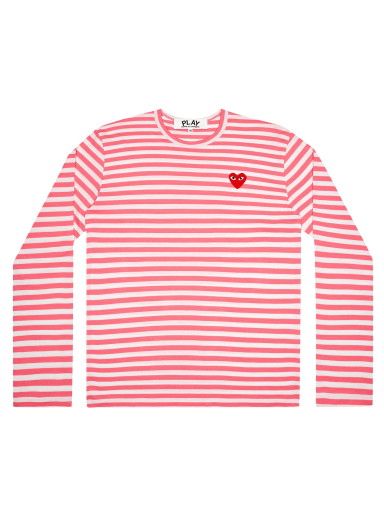 Póló Comme des Garçons PLAY Pastelle Striped Shirt 
Piros | AZ T278 051 3