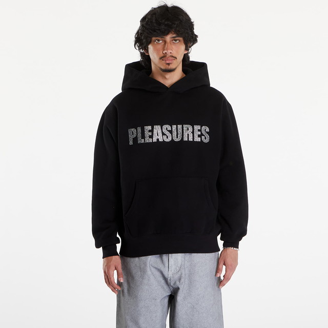 Sweatshirt Pleasures Rhinestone Impact Hoodie Black Fekete | P24SU003 BLACK