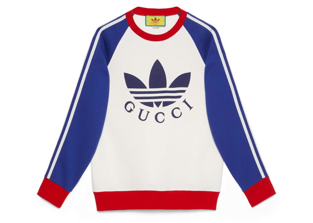 Póló Gucci x Adidas Sweatshirt White/Blue/Red Kék | 722951 XJE1K 9221